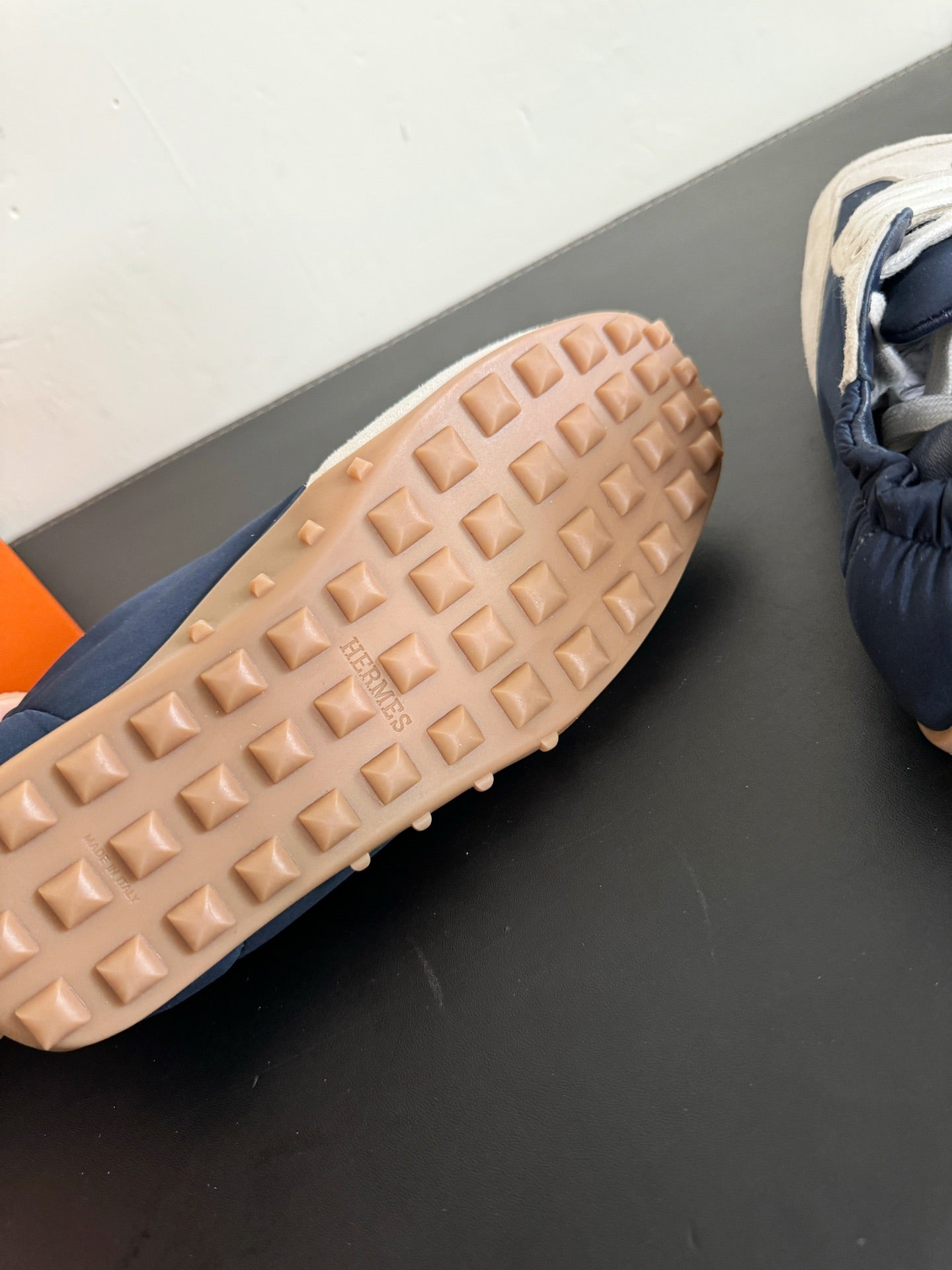 HERMES SKATEBOARD SHOES LIGHT GRAY MIX NAVY SUEDE