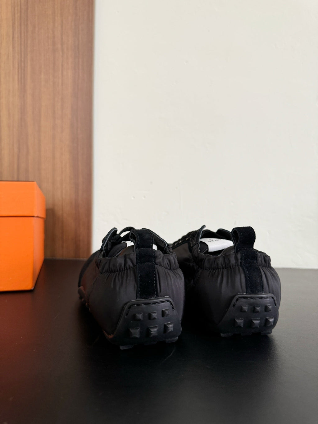 HERMES SKATEBOARD SHOES BLACK SUEDE
