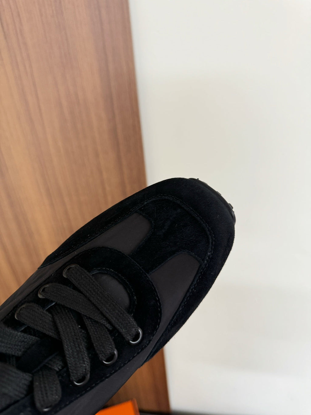 HERMES SKATEBOARD SHOES BLACK SUEDE