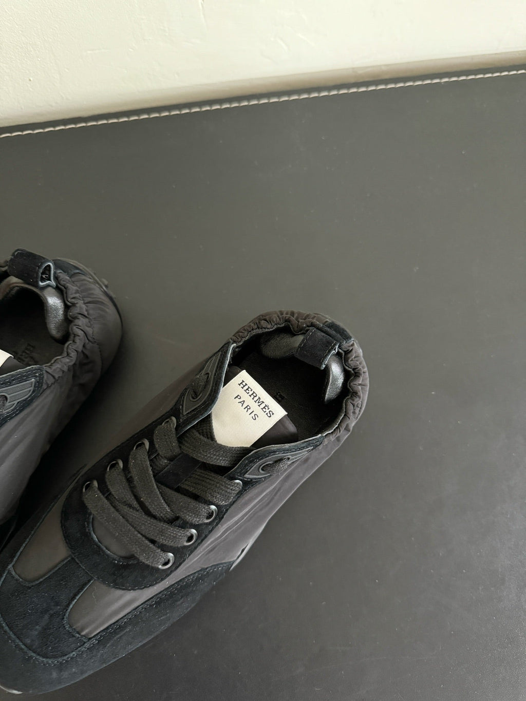HERMES SKATEBOARD SHOES BLACK SUEDE