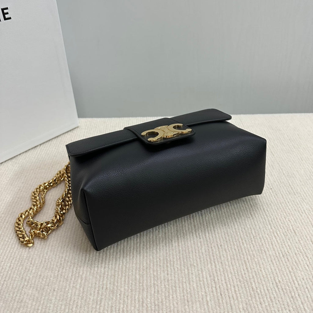 CELINE MEDIUM VICTOIRE BAG 25 IN BLACK SUPPLE CALFSKIN GOLD HARDWARE