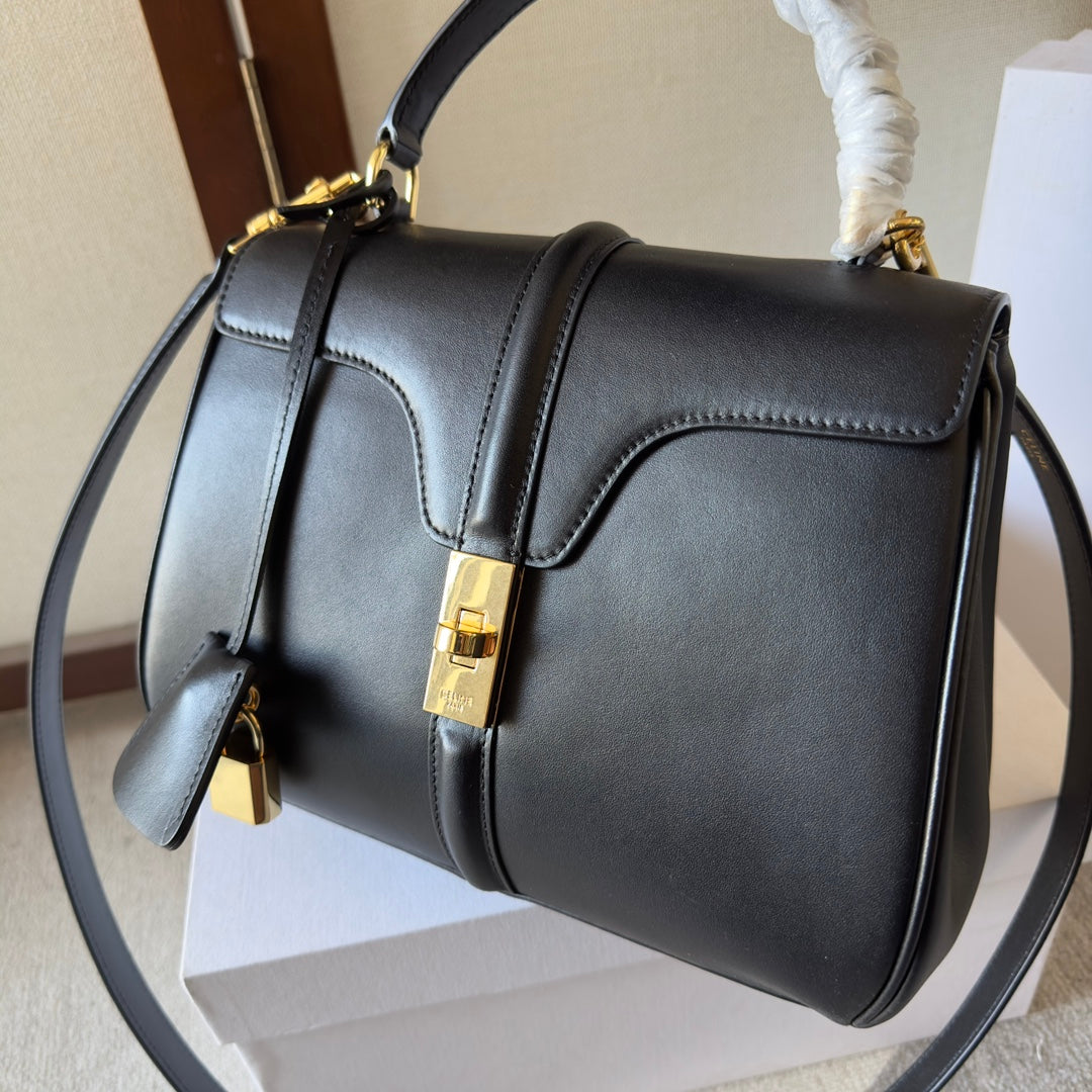 CELINE CLASSIQUE BAG 23 IN BLACK CALFSKIN GOLD HARDWARE