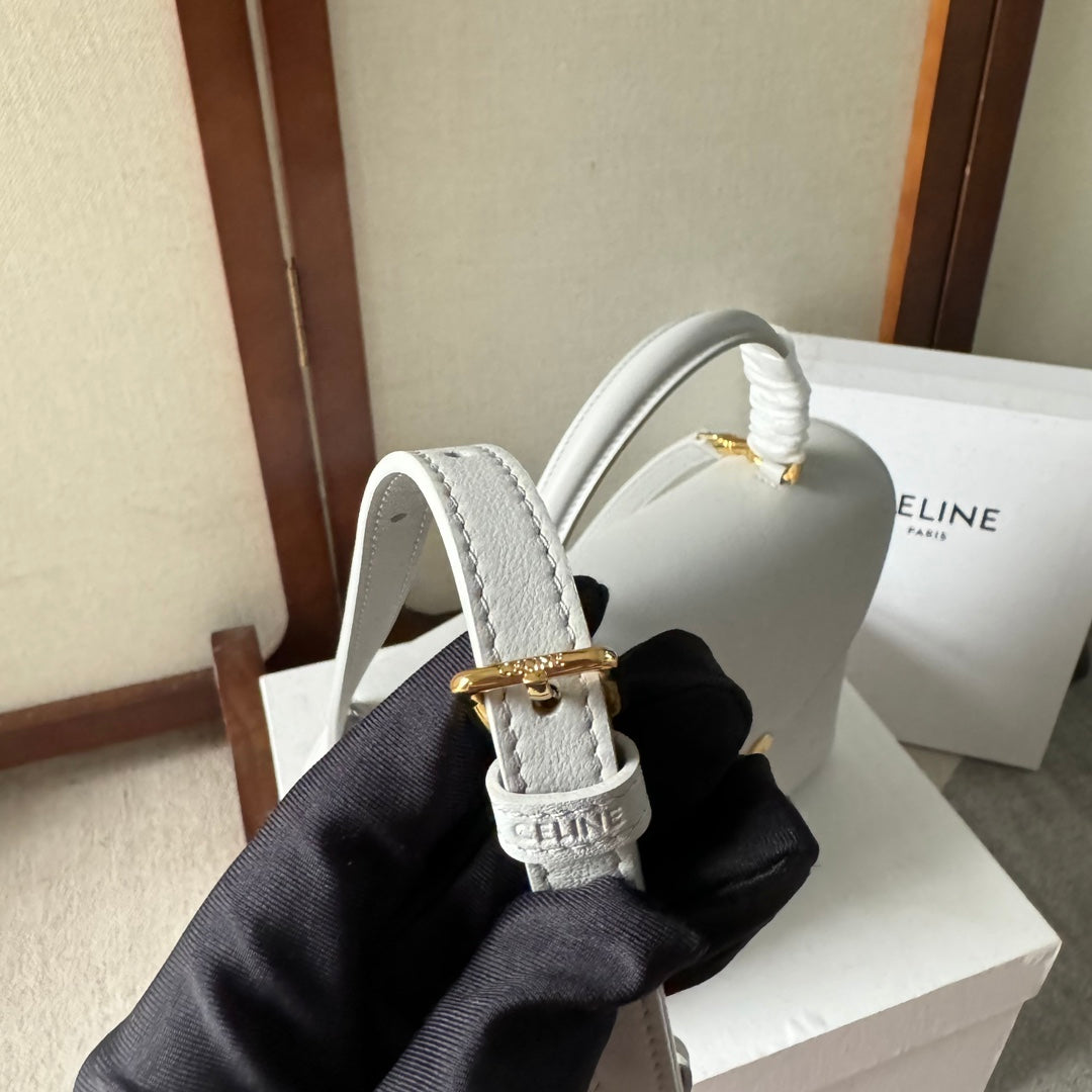 CELINE MEDIUM NINO BAG 25 IN WHITE SOFT CALFSKIN GOLD HARDWARE