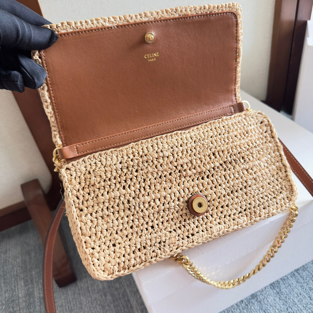 CELINE MULTIPOCHETTE BAG 23 IN BROWN RAFFIA