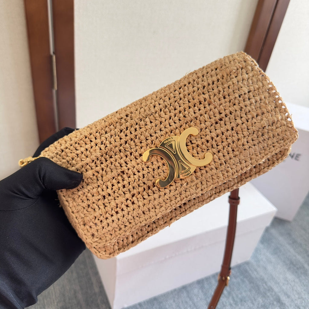 CELINE MULTIPOCHETTE BAG 23 IN BROWN RAFFIA