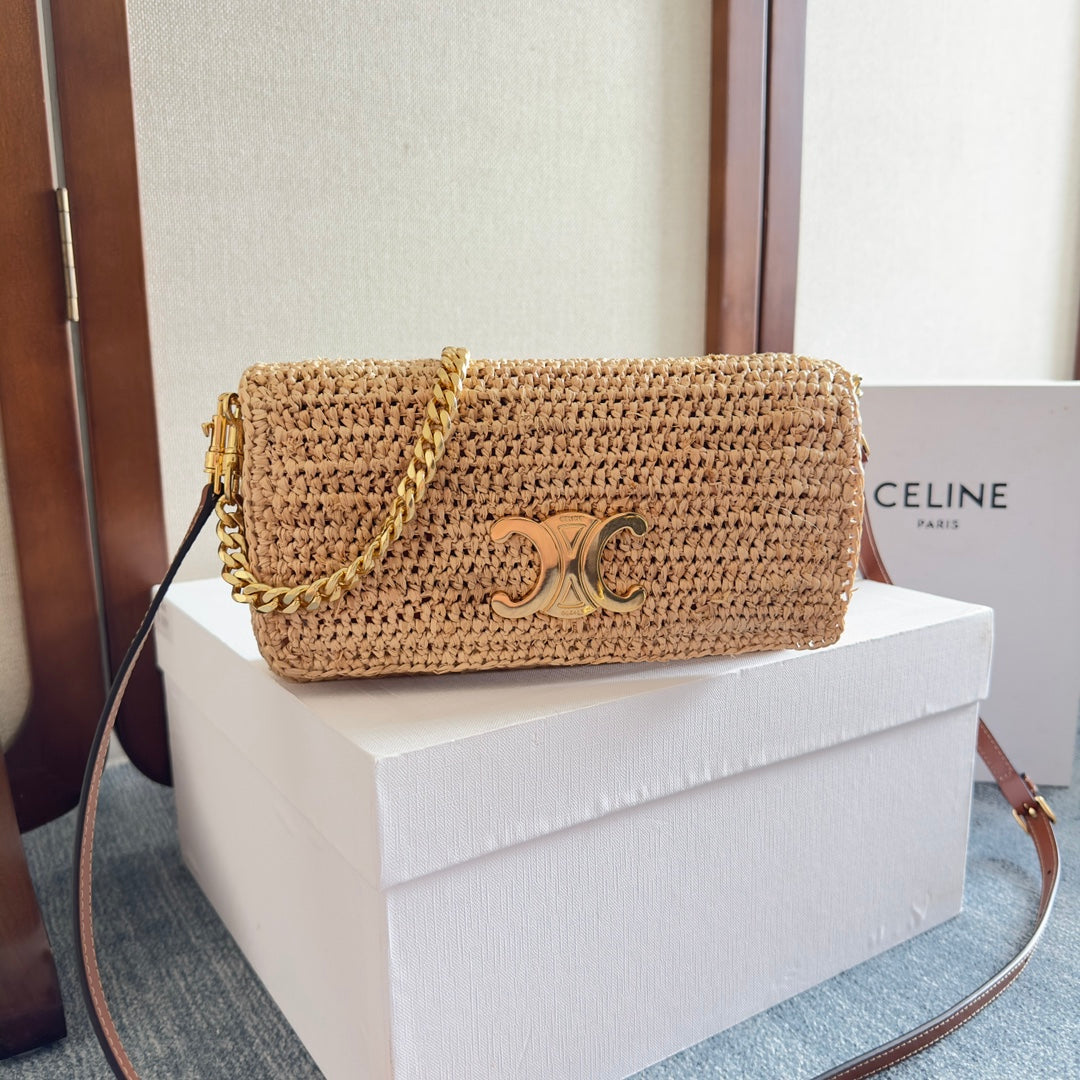 CELINE MULTIPOCHETTE BAG 23 IN BROWN RAFFIA