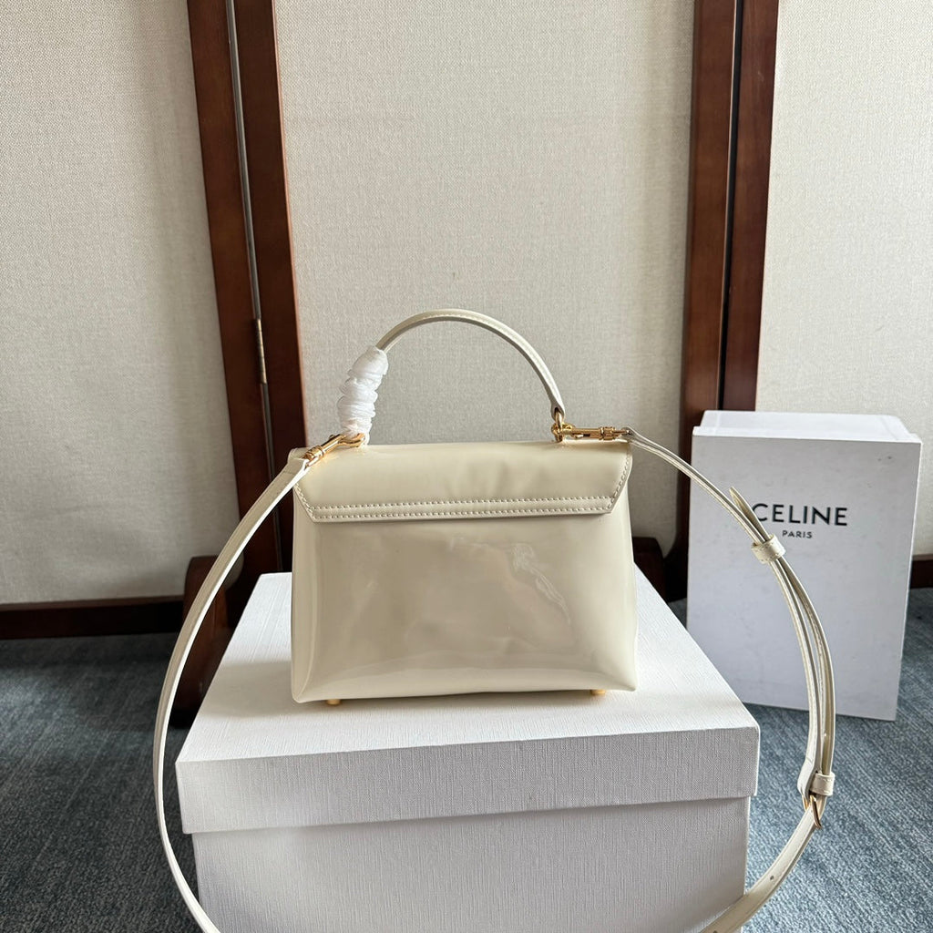 CELINE TEEN NINO BAG 20 IN WHITE GLOSSY CALFSKIN GOLD HARDWARE