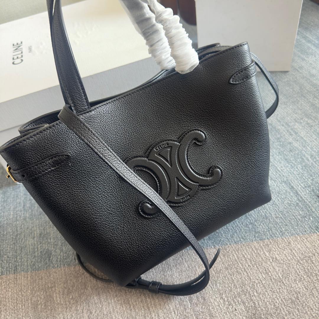 CELINE MINI CABAS ANAÏS CUIR TRIOMPHE 20 IN BLACK GRAINED CALFSKIN