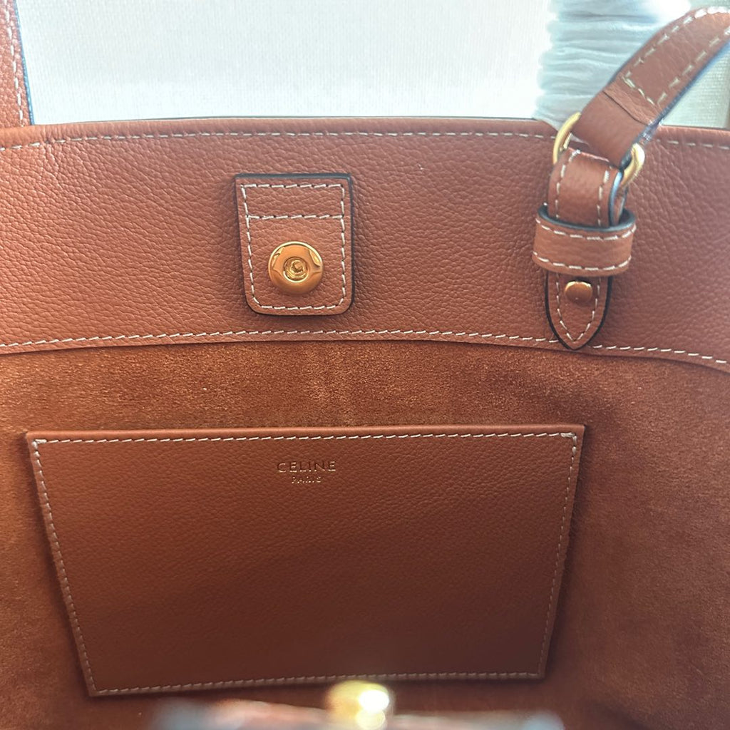 CELINE MINI CABAS ANAÏS CUIR TRIOMPHE 20 IN BRONZE ORANGE GRAINED CALFSKIN