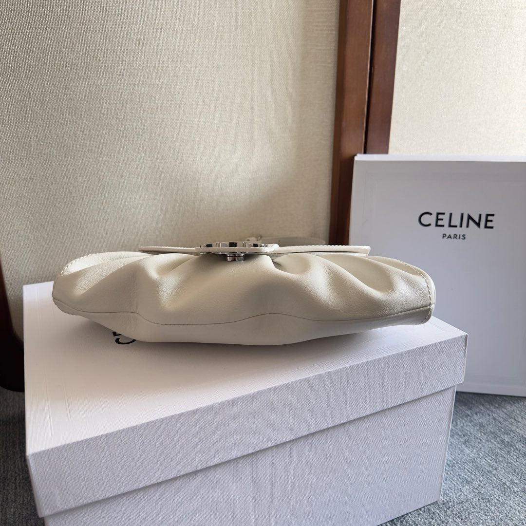 CELINE TEEN POLLY 29 IN WHITE CALFSKIN SILVER HARDWARE
