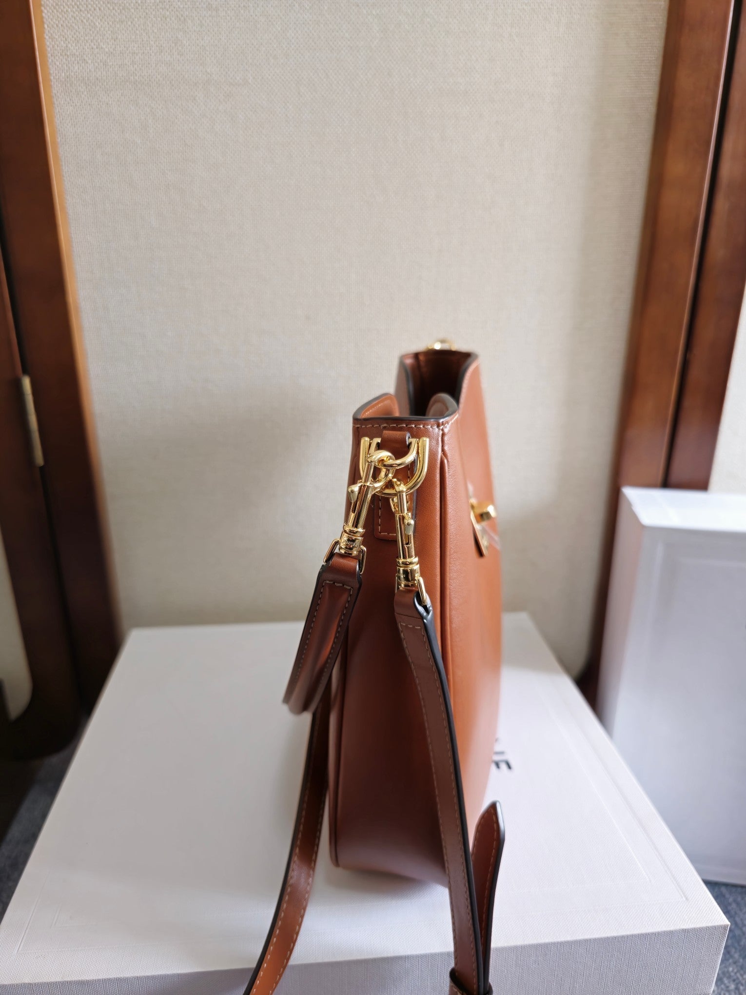 CELINE SMALL CAMILLE 16 SOFT BAG 24 IN BURNT SIENNA SMOOTH CALFSKIN