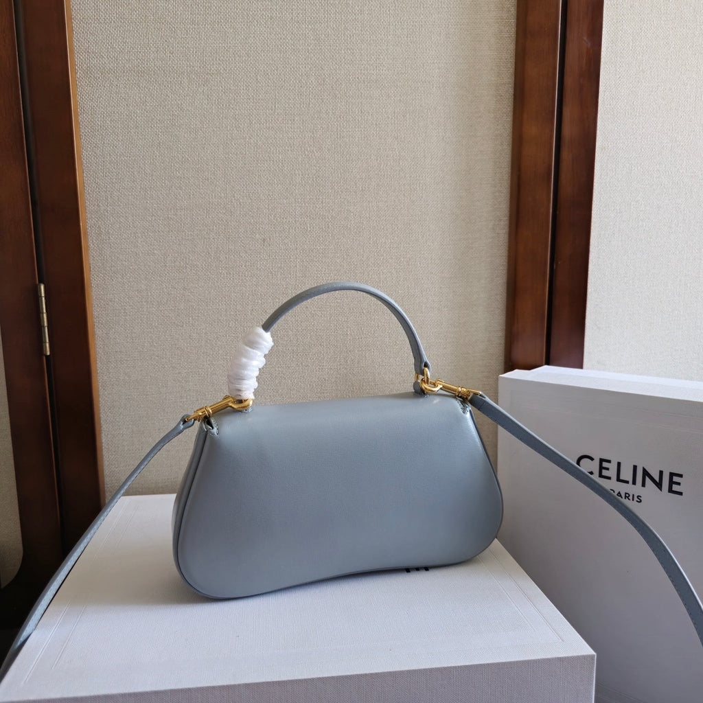 CELINE TEEN LOLA TRIOMPHE BAG 20 IN COOL GRAY BLUE CALFSKIN