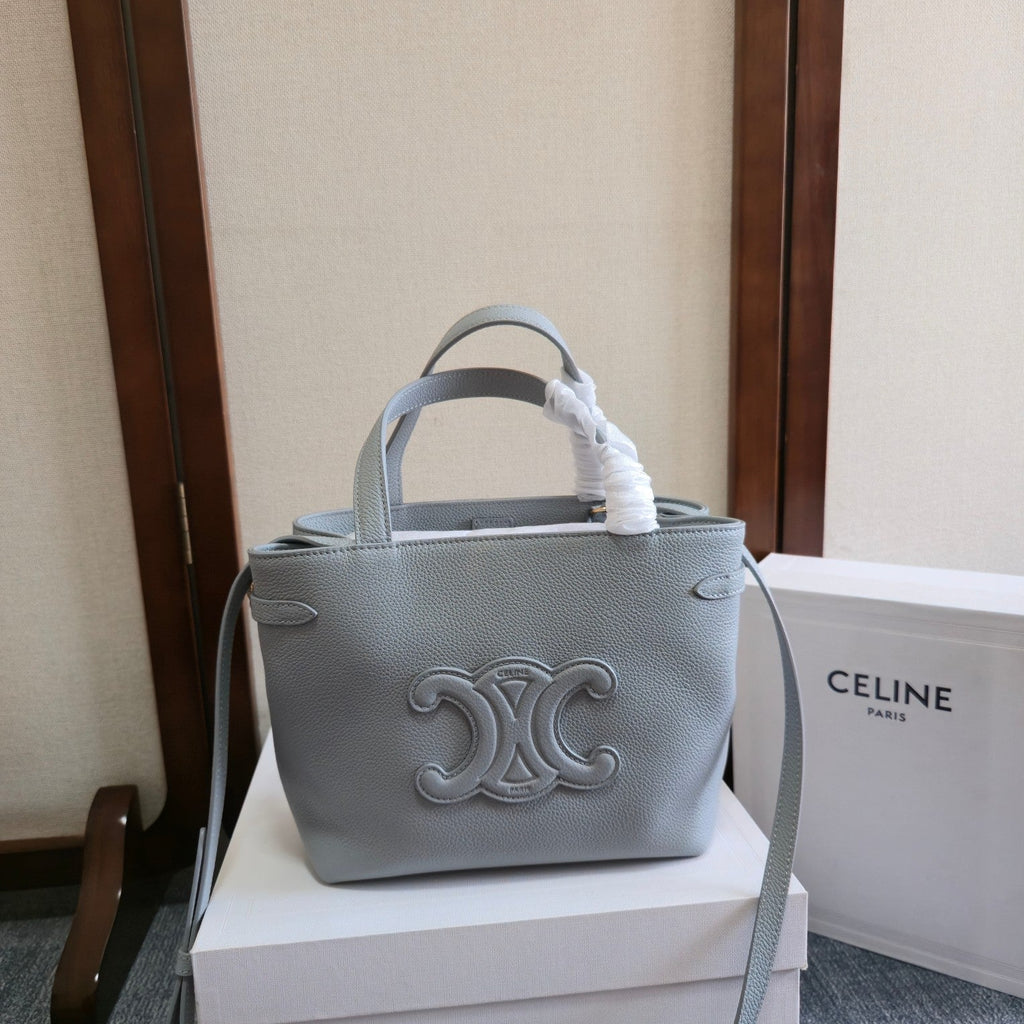 CELINE MINI CABAS ANAIS CUIR TRIOMPHE 20 IN BLUE GREY GRAINED CALFSKIN