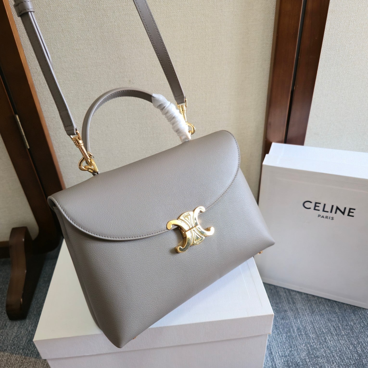 CELINE NINO TEEN MEDIUM 25 BAG IN GREY CALFSKIN