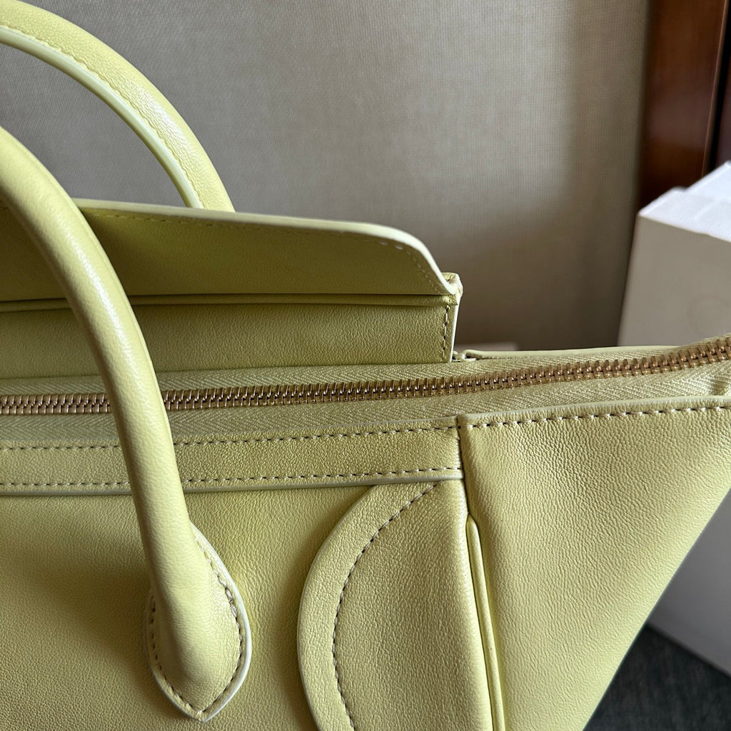 CELINE 25S NEW LUGGAGE 36MM IN PASTEL YELLOW CALFSKIN GOLD HARDWARE