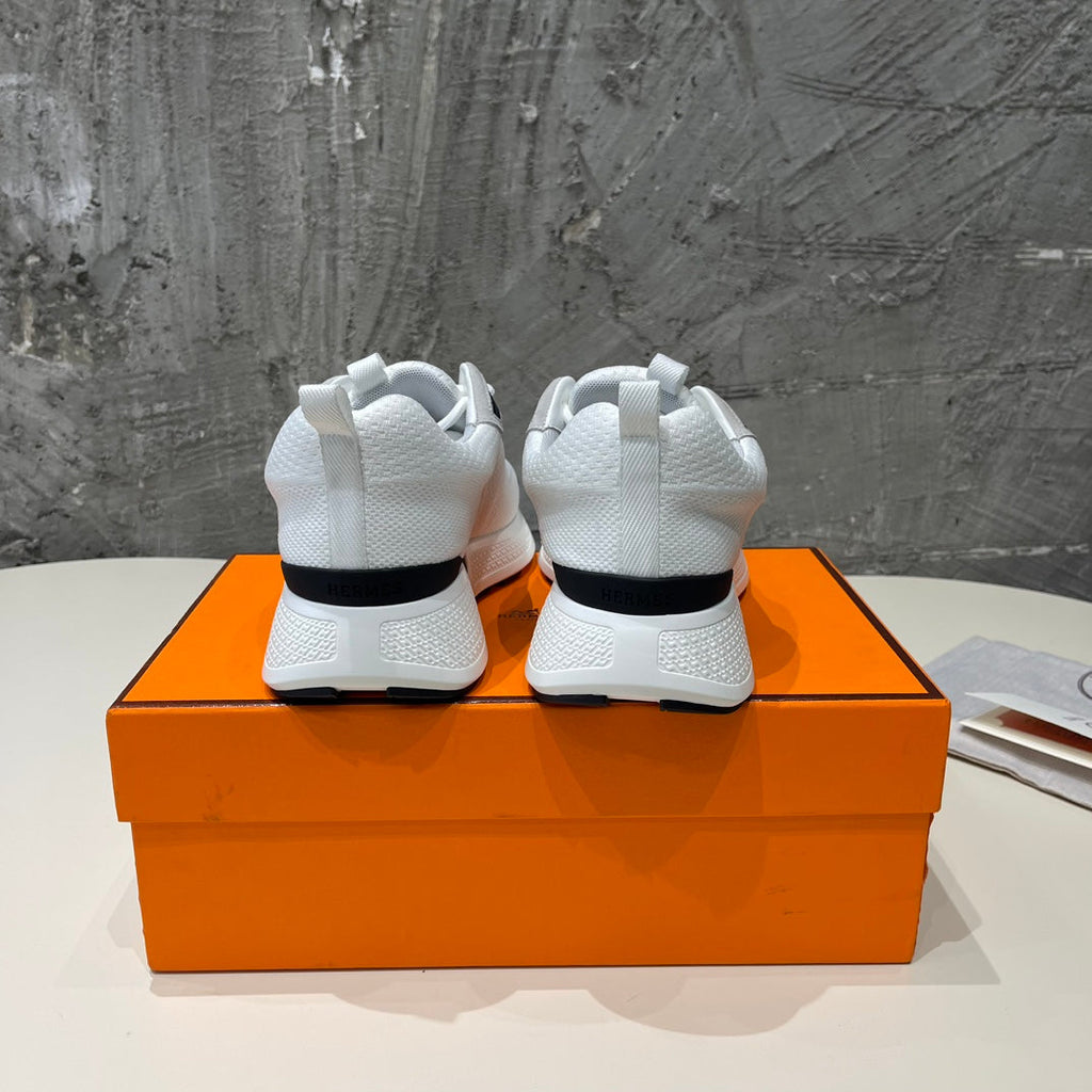 HERMES HEROS SNEAKERS WHITE MIX BLACK GOATSKIN