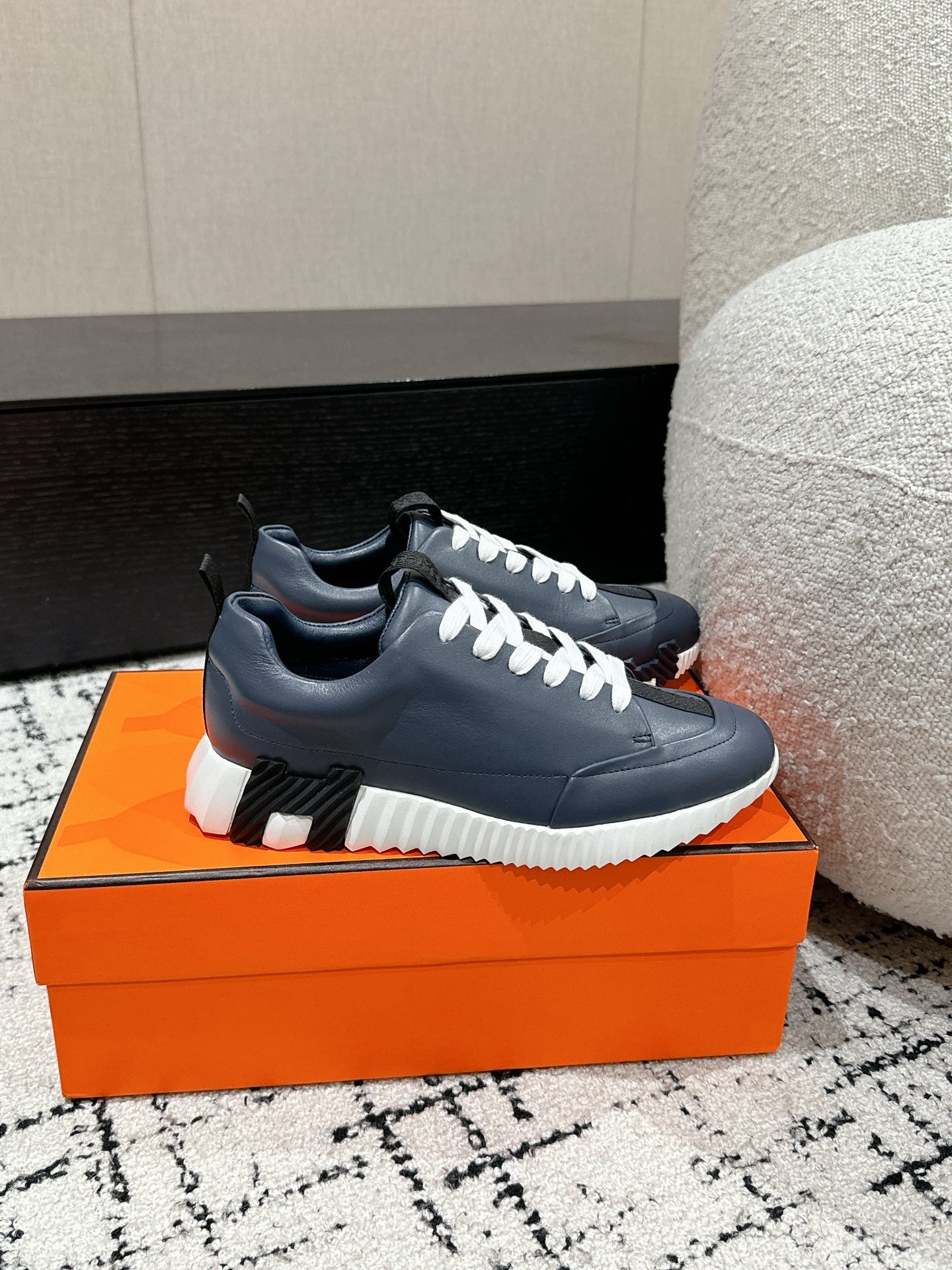 HERMES BOUNCING SNEAKER IN SPACE BLUE CALFSKIN