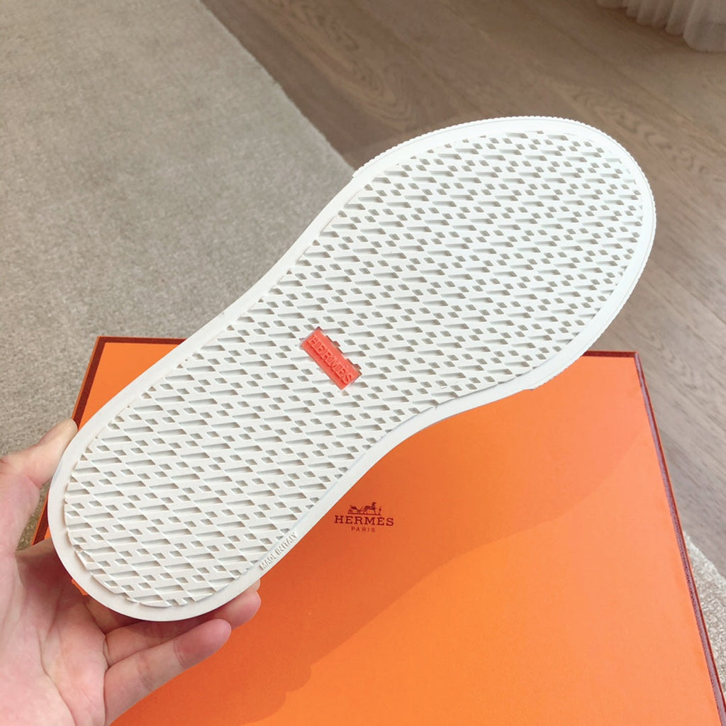 HERMES IKE SLIP-ON SNEAKER WHITE CALFSKIN