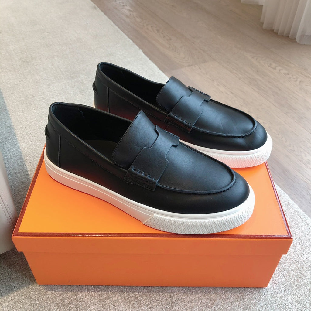 HERMES IKE SLIP-ON SNEAKER BLACK CALFSKIN