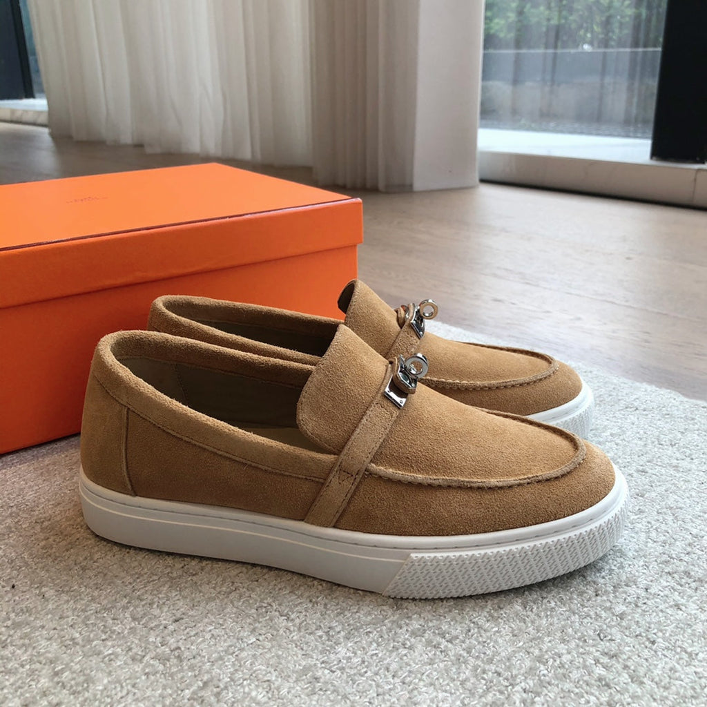 HERMES GAME SLIP-ON SNEAKER CARAMEL SUEDE