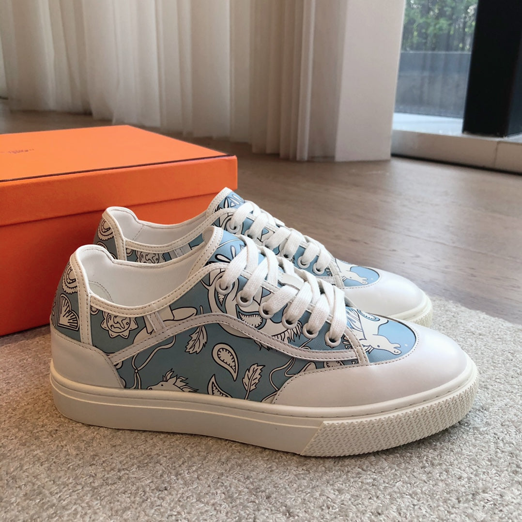 HERMES GET SNEAKER WHITE CALFSKIN WITH SKY MOTIFS