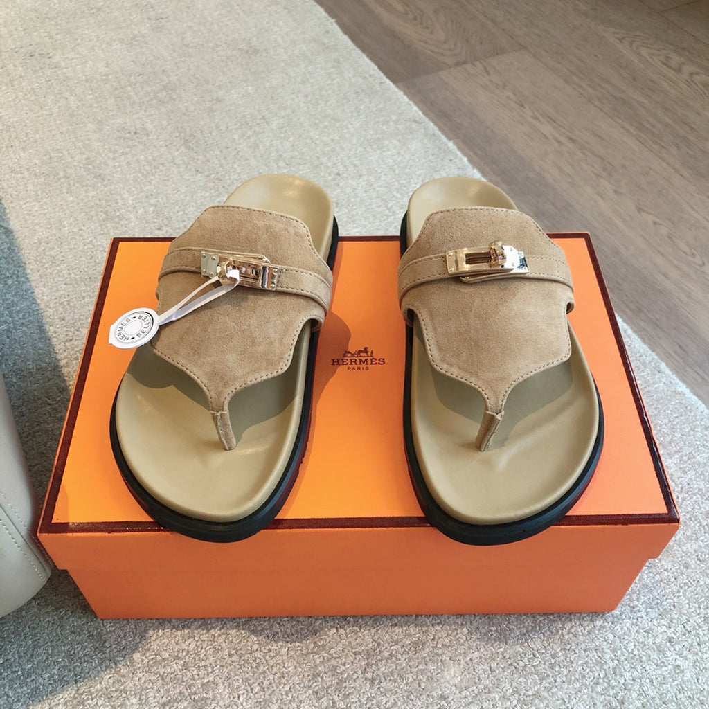 HERMES EMPIRE SANDAL PEANUT SUEDE