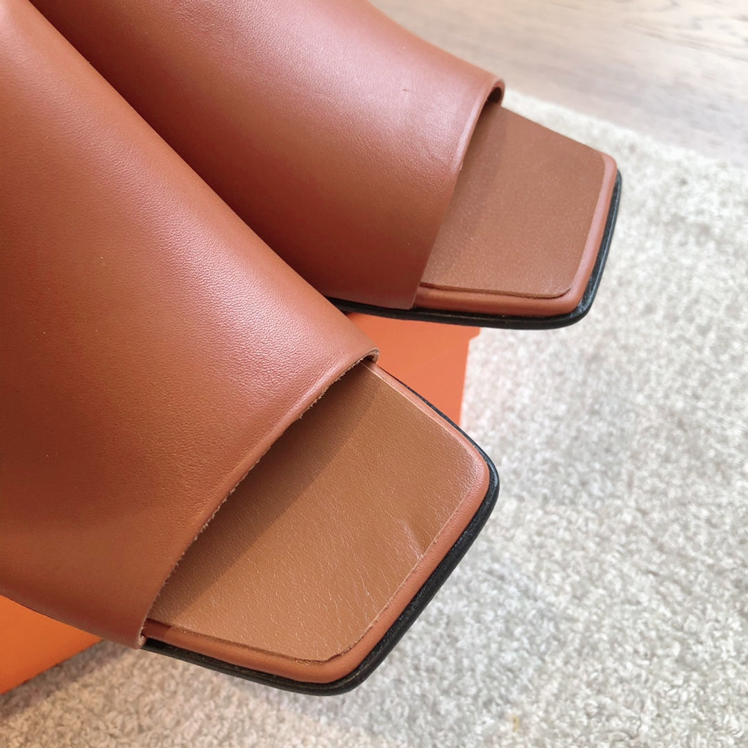HERMES ICONIQUE 60 SANDAL CARAMEL CALFSKIN