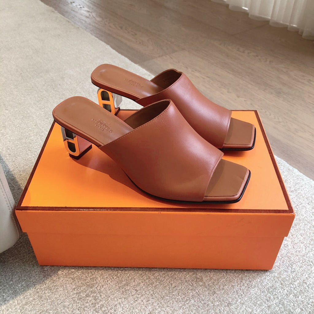 HERMES ICONIQUE 60 SANDAL CARAMEL CALFSKIN