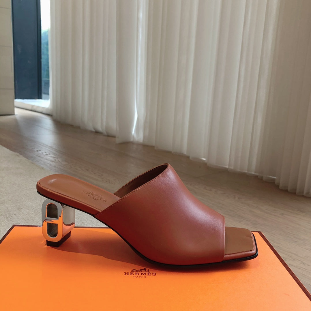 HERMES ICONIQUE 60 SANDAL CARAMEL CALFSKIN