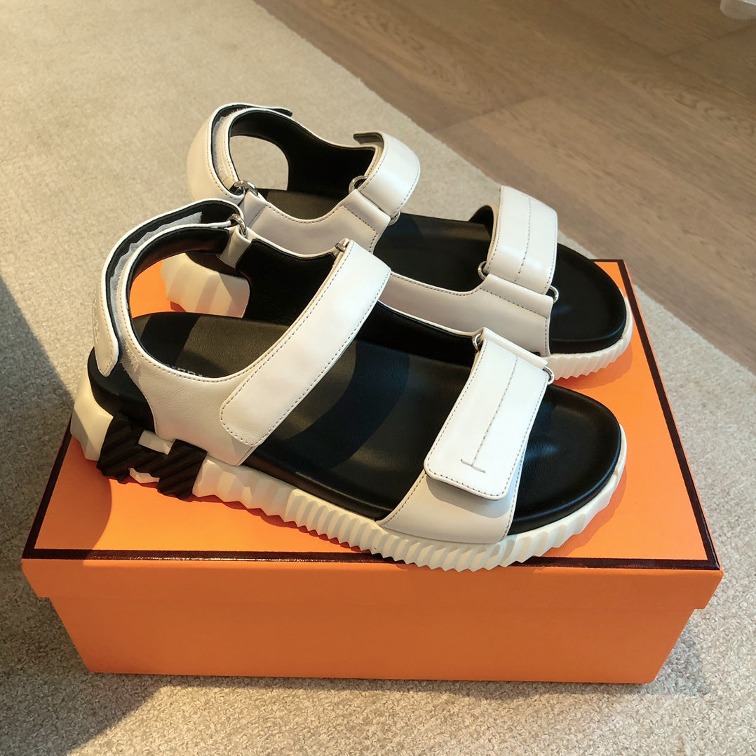 HERMES DAD SANDALS IN WHITE CALFSKIN AND RUBBER