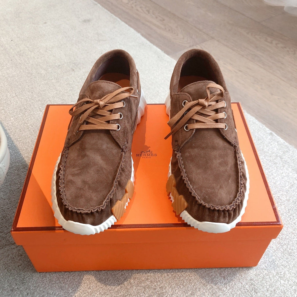 HERMES KETCH SNEAKER IN COCOA BROWN SUEDE