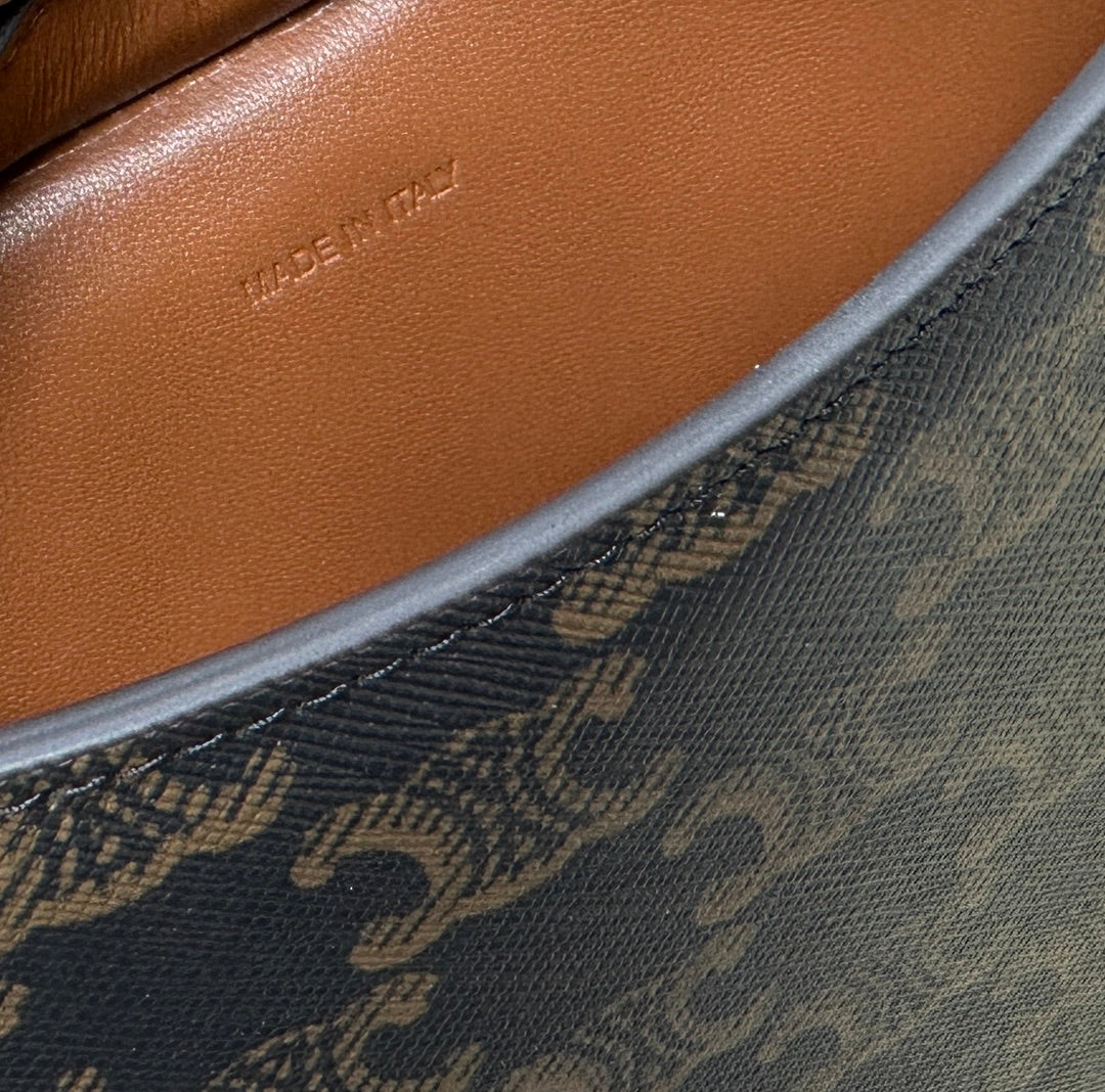 CELINE MINI 22 TILLY BAG IN TRIOMPHE CANVAS AND CALFSKIN