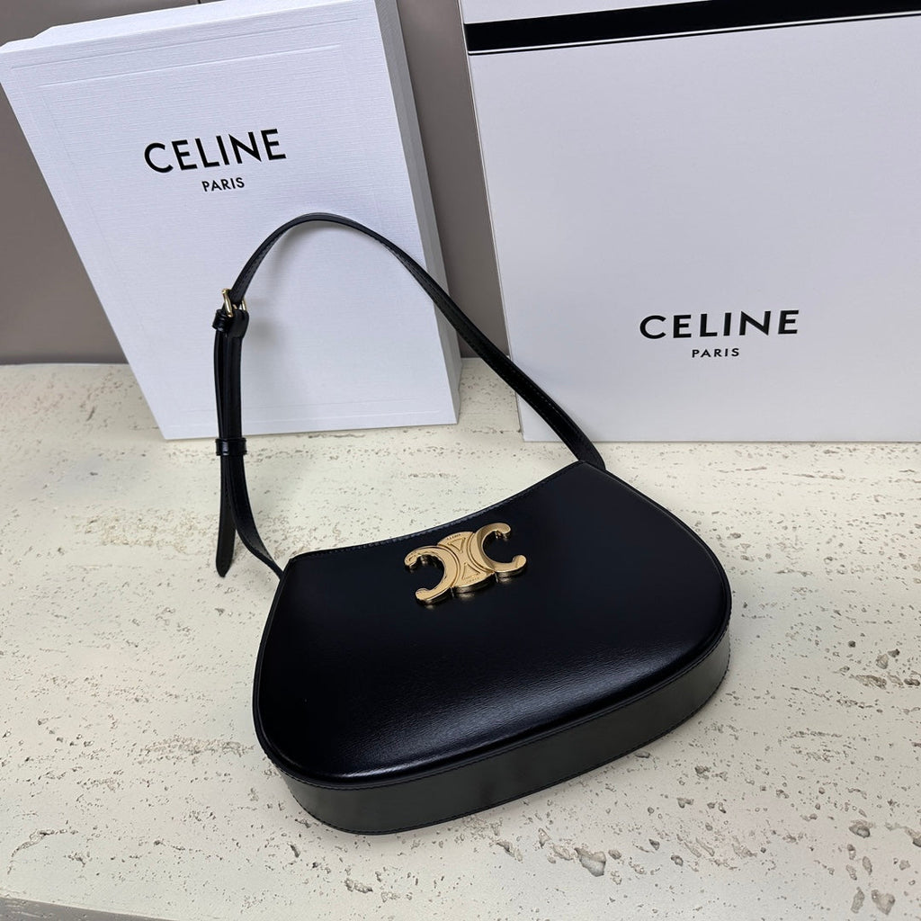 CELINE MINI 22 TILLY BAG IN BLACK SHINNY CALFSKIN