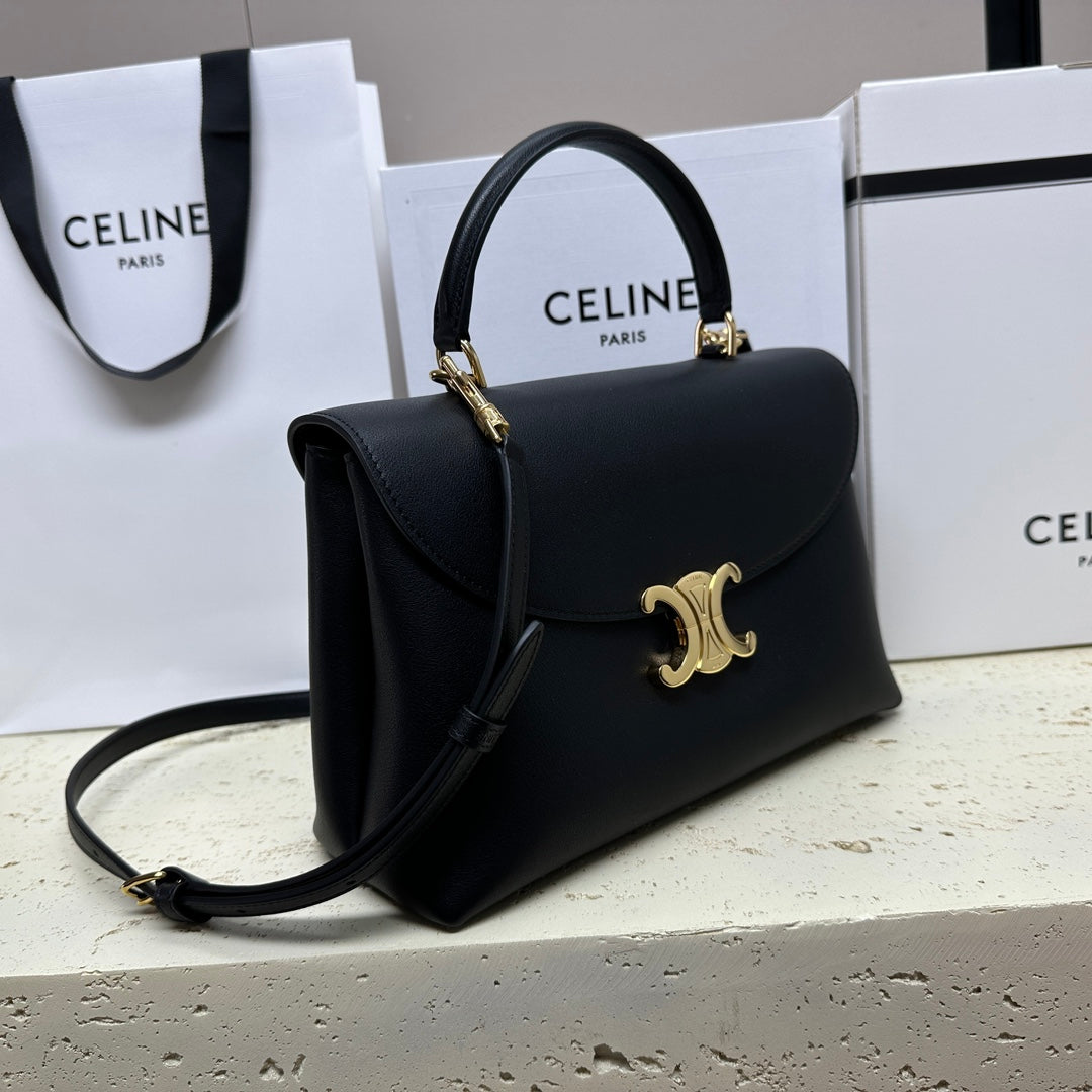 CELINE NINO TEEN MEDIUM 25 BAG IN BLACK SOLF CALFSKIN