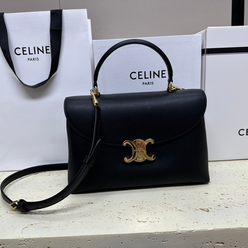 CELINE NINO TEEN MEDIUM 25 BAG IN BLACK SOLF CALFSKIN