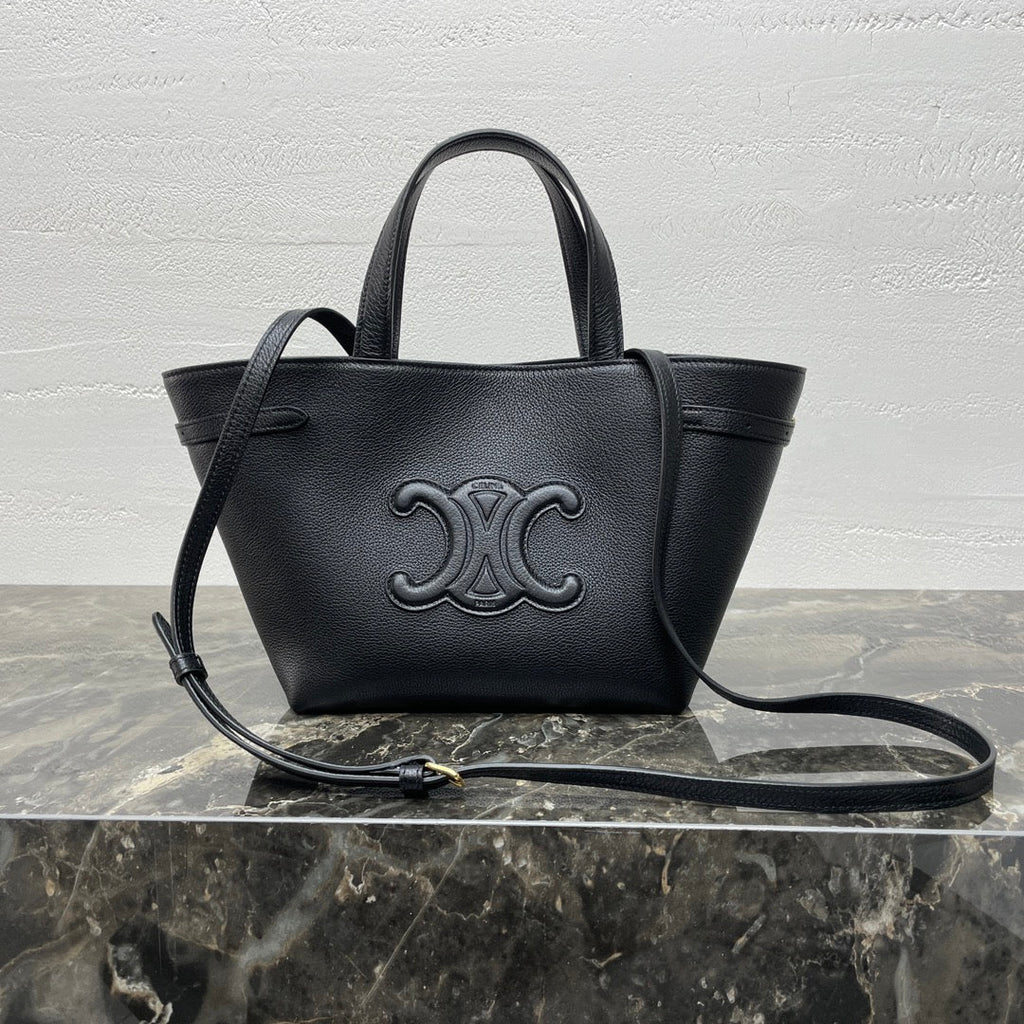 CELINE MINI CABAS ANAÏS CUIR TRIOMPHE 21 IN BLACK GRAINED CALFSKIN