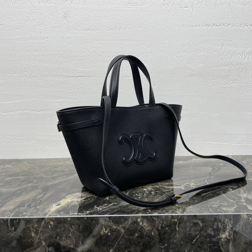 CELINE MINI CABAS ANAÏS CUIR TRIOMPHE 21 IN BLACK GRAINED CALFSKIN