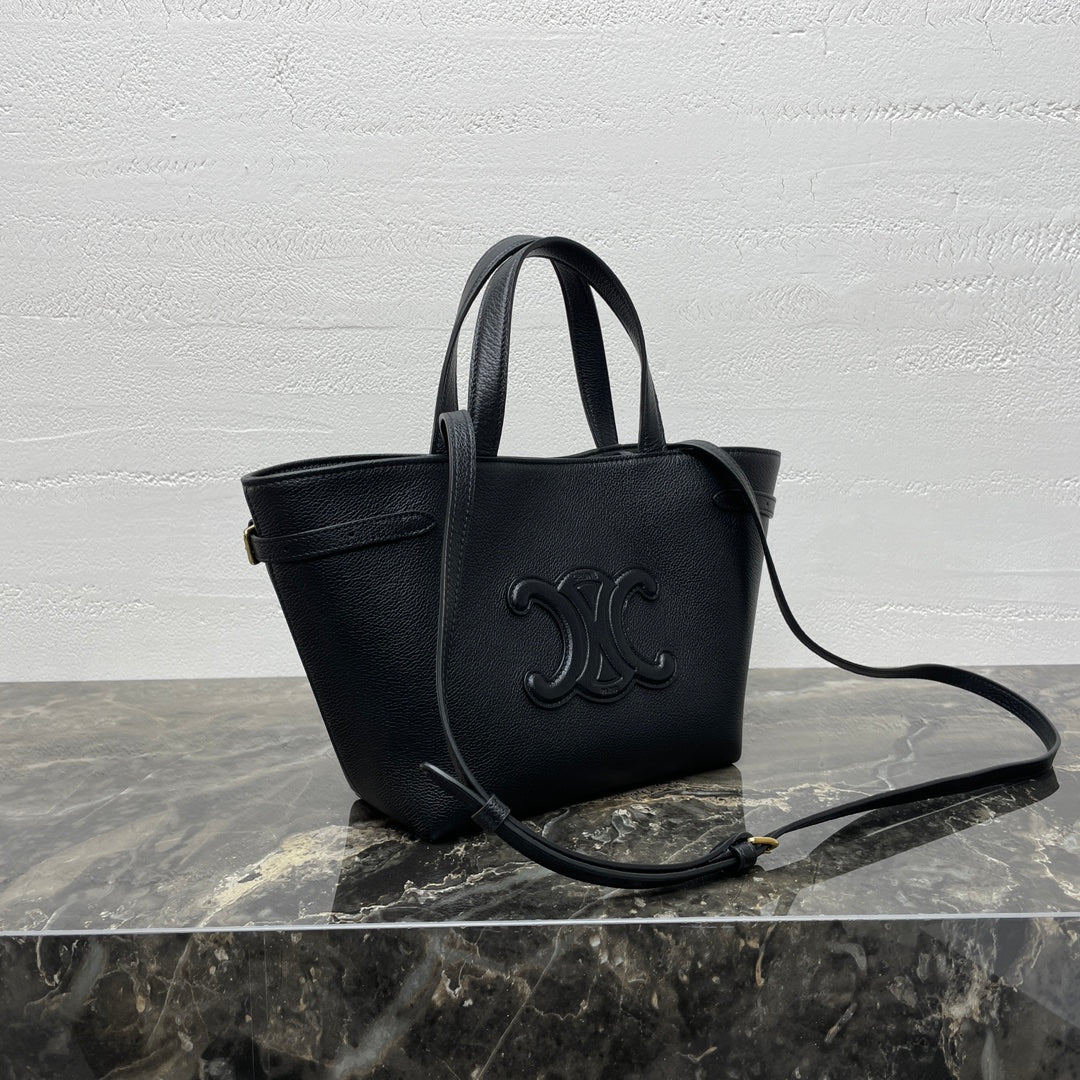CELINE MINI CABAS ANAÏS CUIR TRIOMPHE 21 IN BLACK GRAINED CALFSKIN