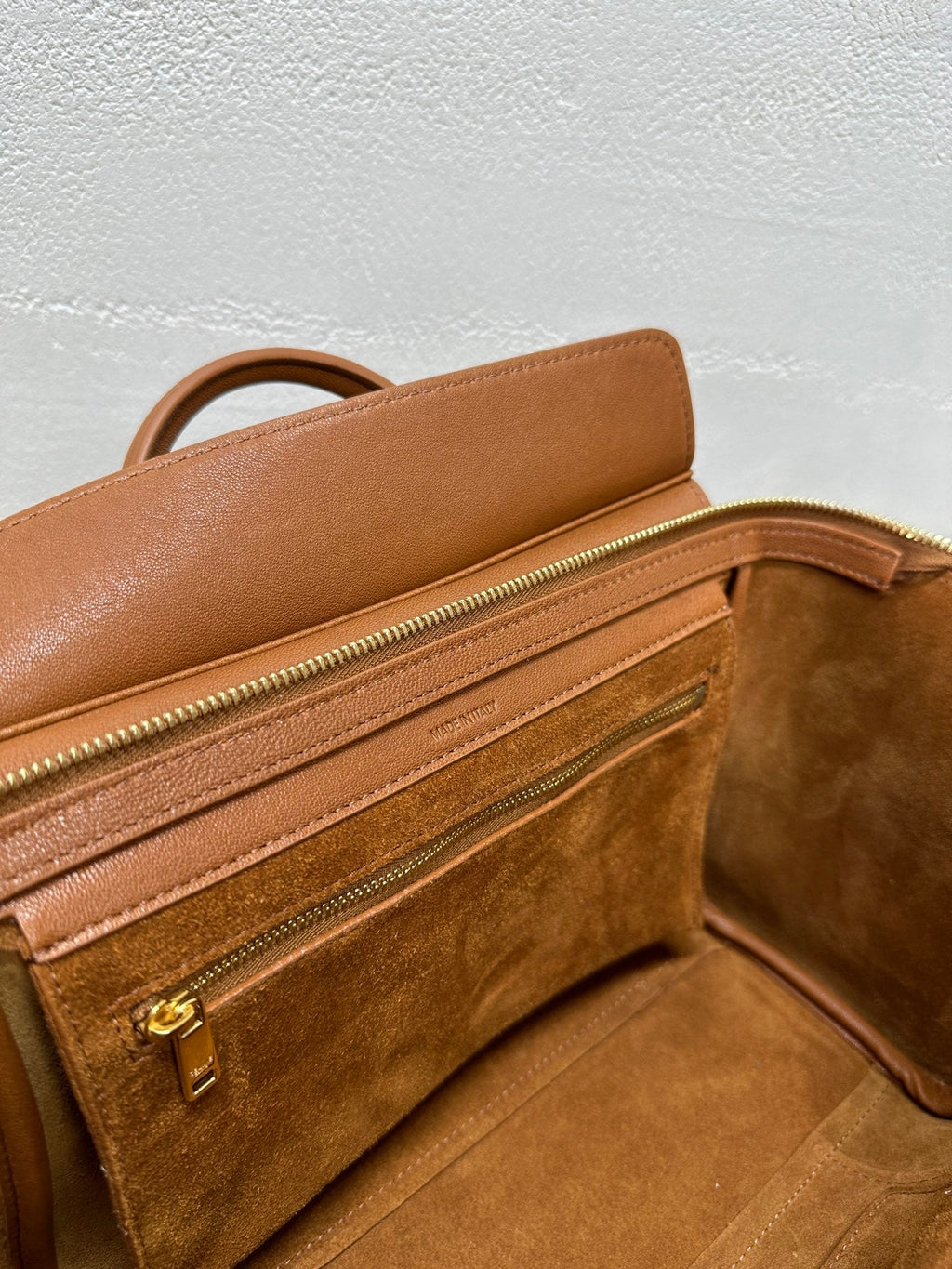 CELINE 25S NEW LUGGAGE 38MM IN TAN BROWN LAMBSKIN GOLD HARDWARE