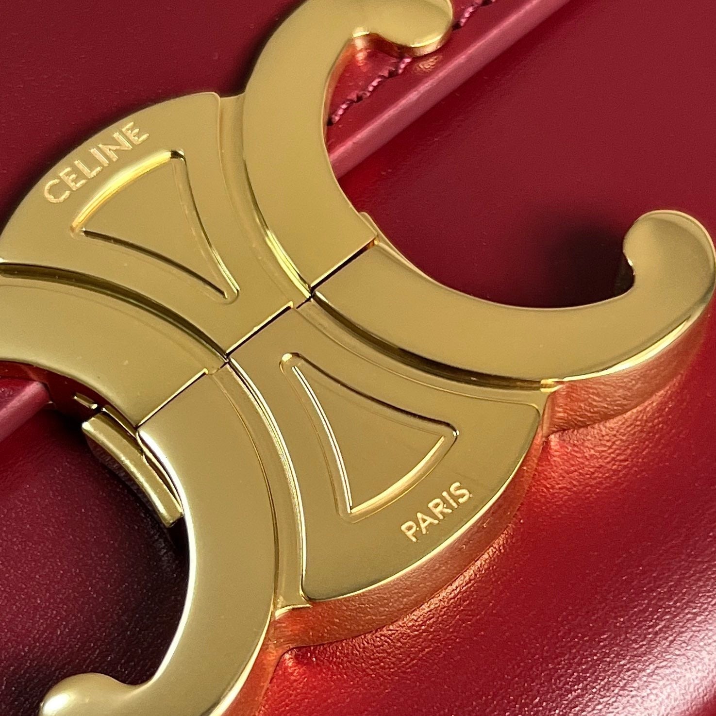 CELINE TRIOMPHE 20  BURGUNDY RED CALFSKIN