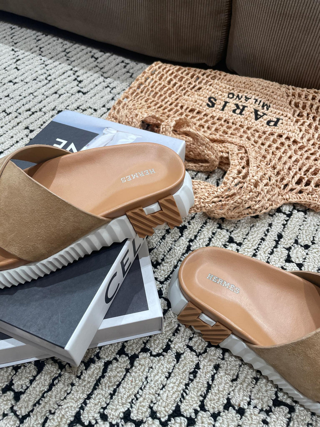 HERMES INFRA SANDAL PINK NUDE SUEDE