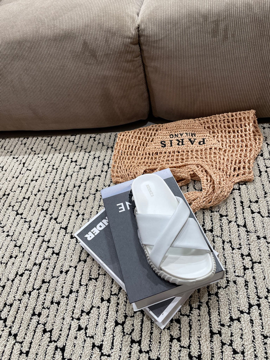 HERMES INFRA SANDAL WHITE CALFSKIN