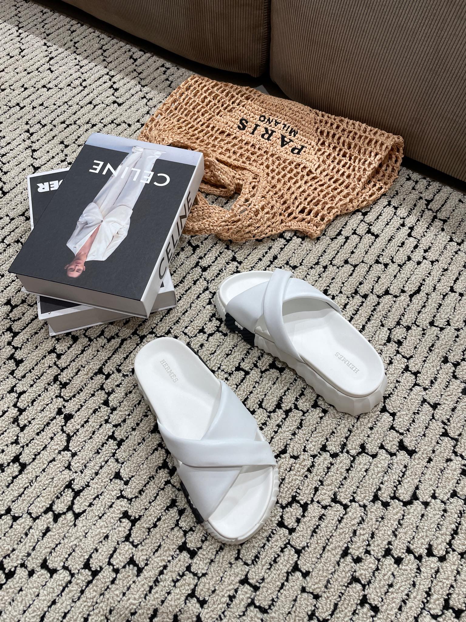 HERMES INFRA SANDAL WHITE CALFSKIN