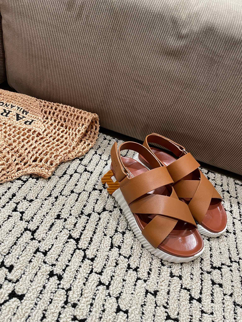 HERMES ELECTRIC SANDAL CHOCOLATE CALFSKIN