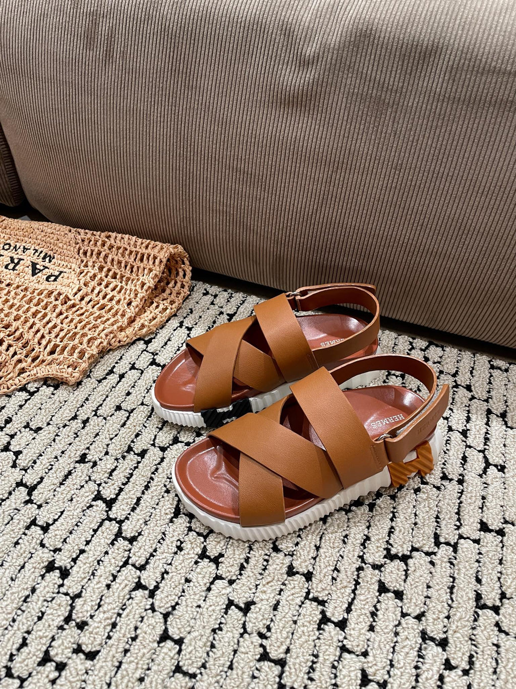 HERMES ELECTRIC SANDAL CHOCOLATE CALFSKIN