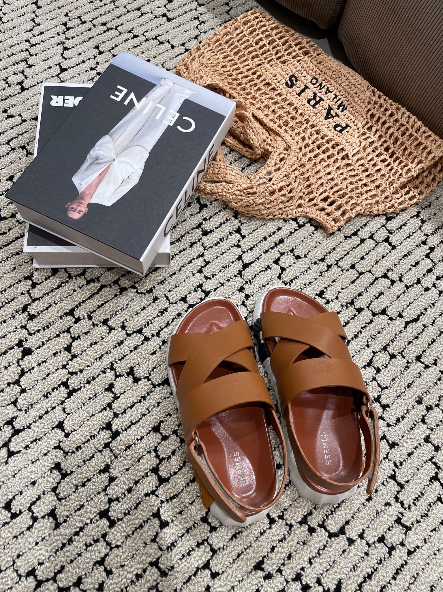 HERMES ELECTRIC SANDAL CHOCOLATE CALFSKIN