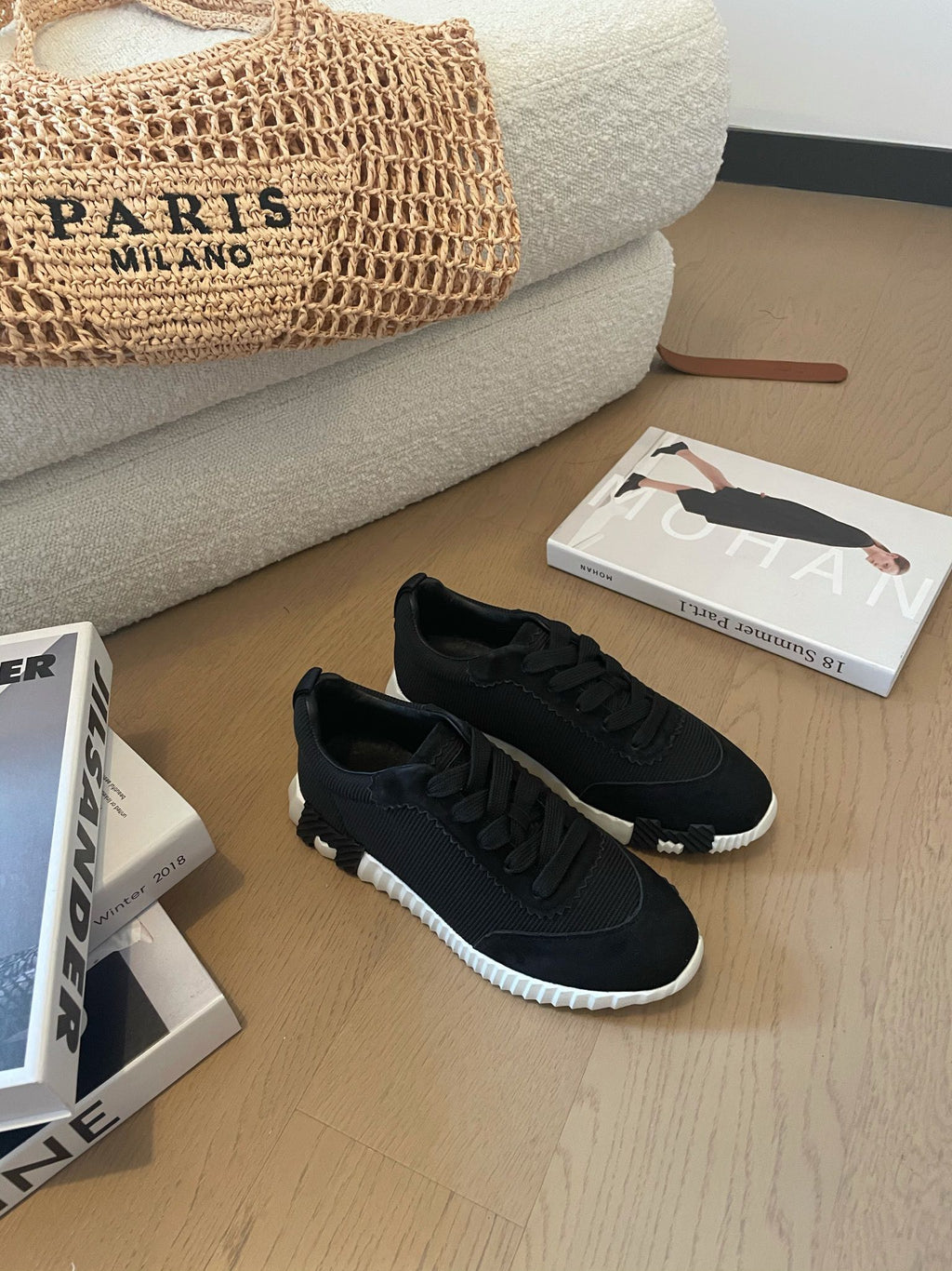 HERMES BOUNCING SNEAKERS BLACK CALFSKIN
