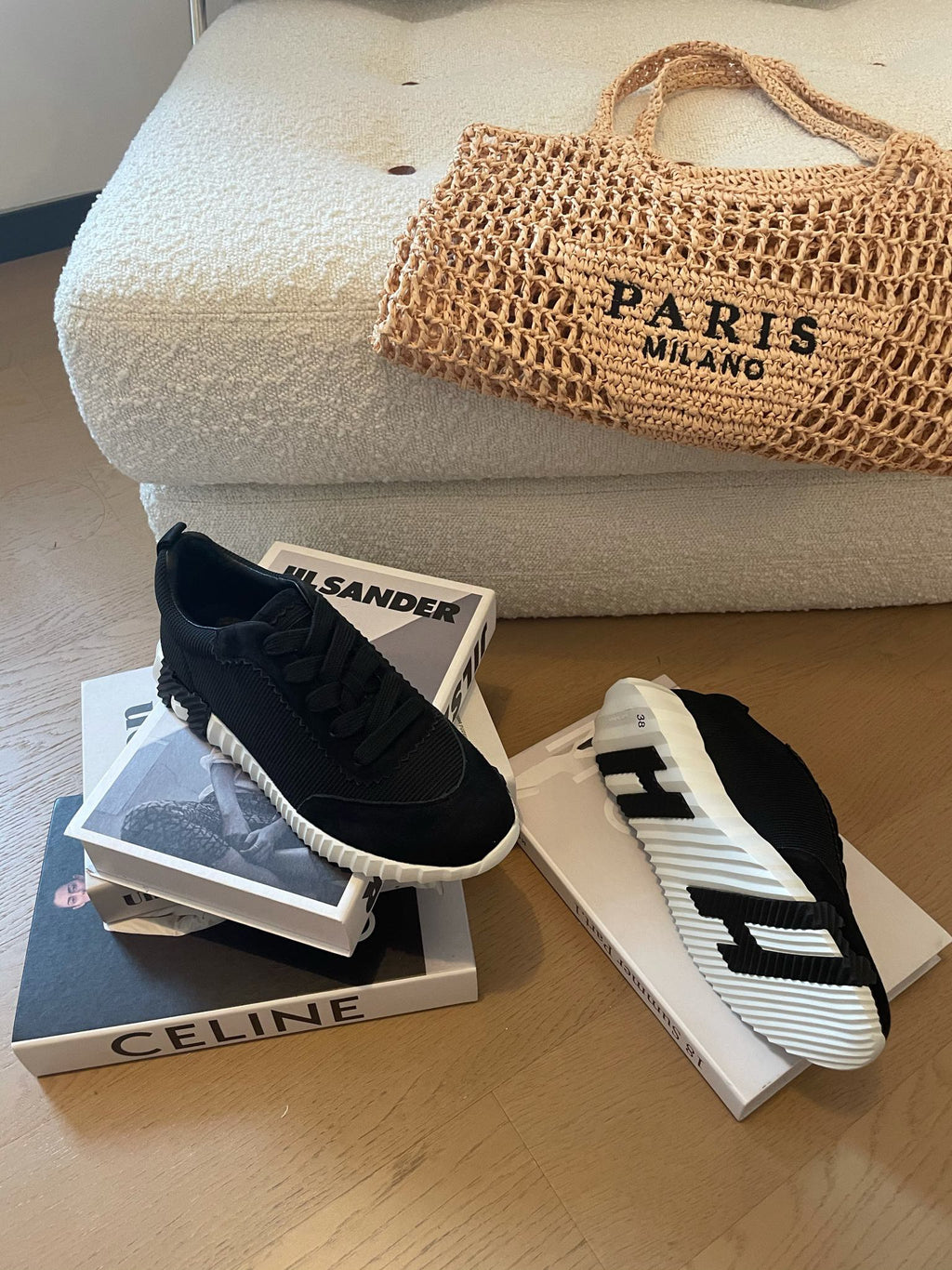 HERMES BOUNCING SNEAKERS BLACK CALFSKIN