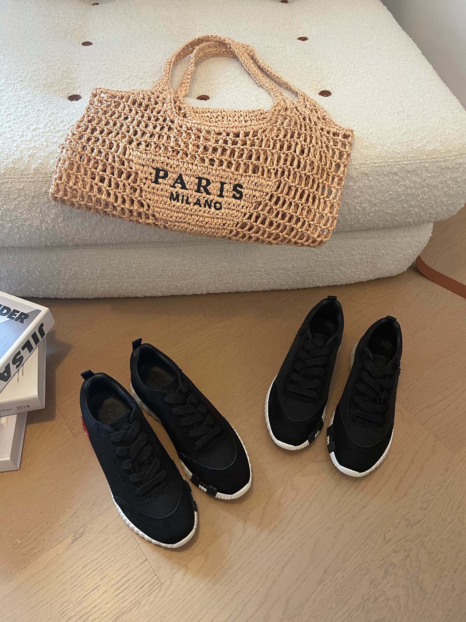 HERMES BOUNCING SNEAKERS BLACK CALFSKIN