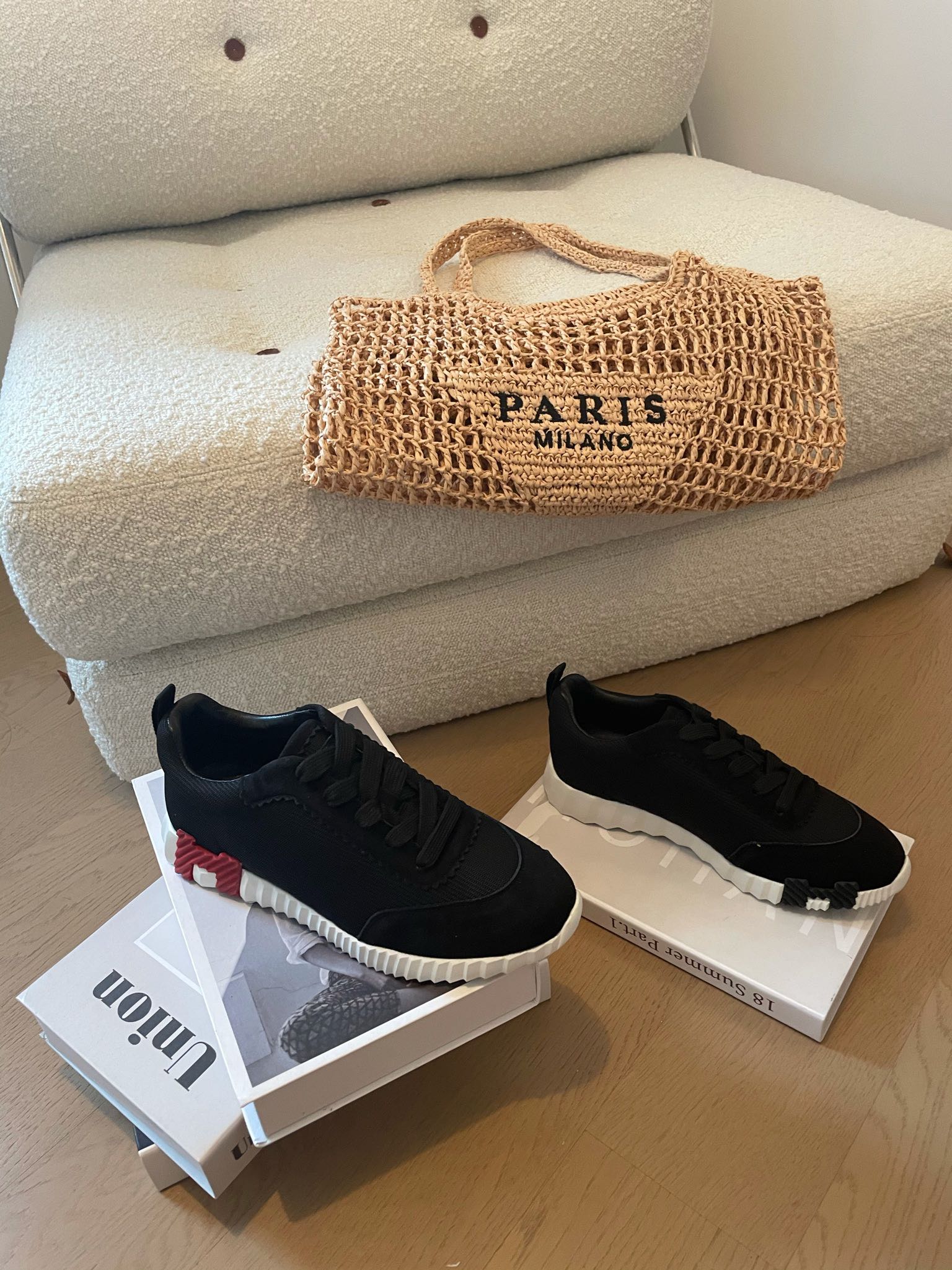 HERMES BOUNCING SNEAKERS BLACK CALFSKIN